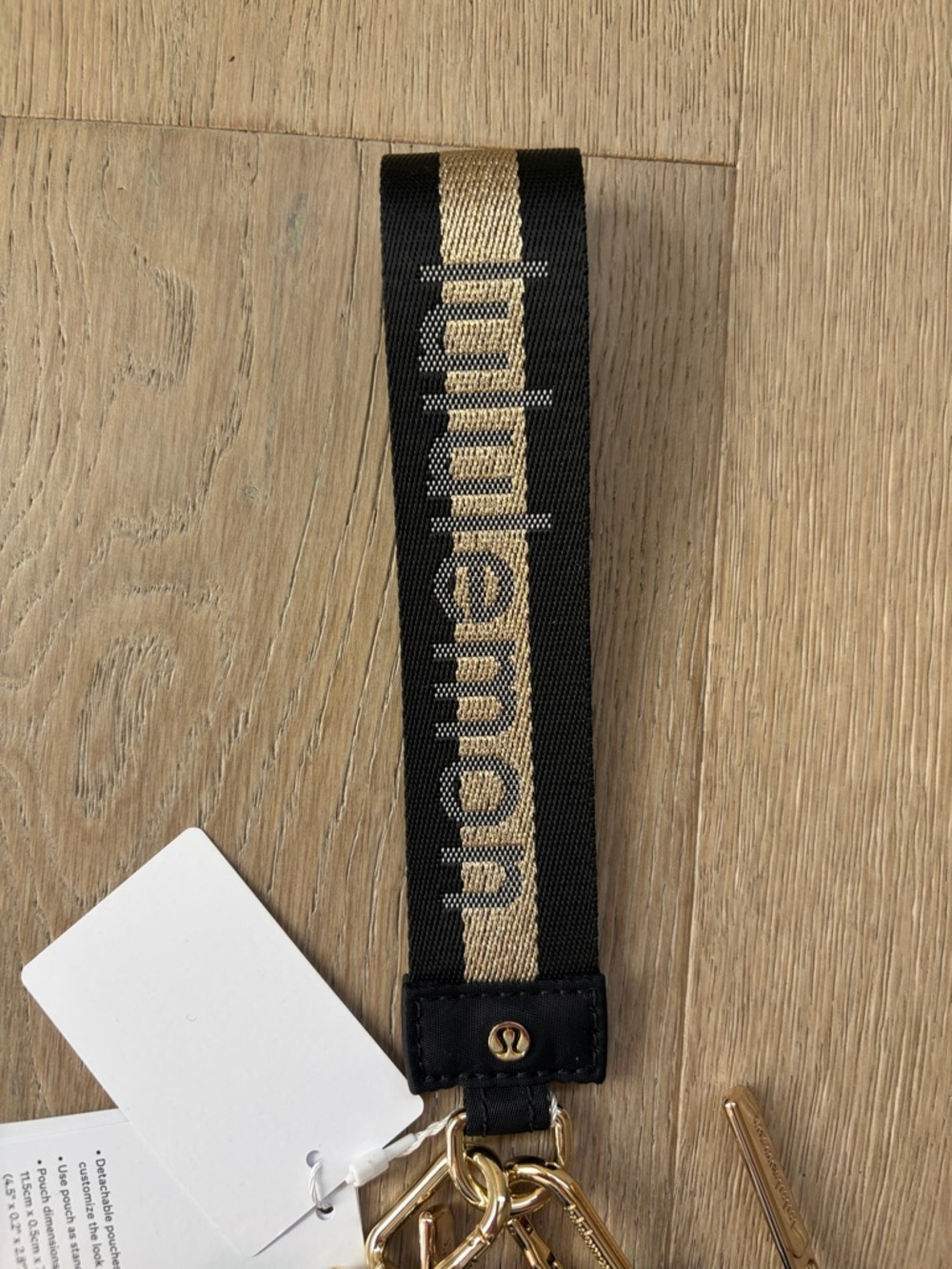 NWT dual pouch wristlet *wordmark black/goldwhite opal lululemon - Picture 4 of 14